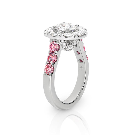 Lyana | Pink Diamond & White Diamond Halo Engagement Ring