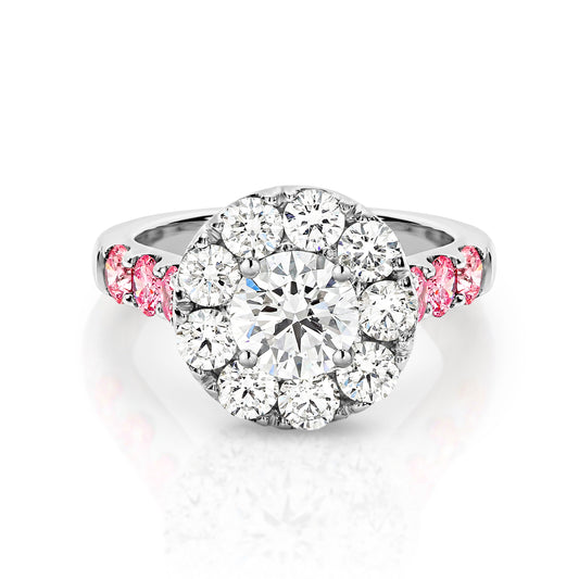 Lyana | Pink Diamond & White Diamond Halo Engagement Ring