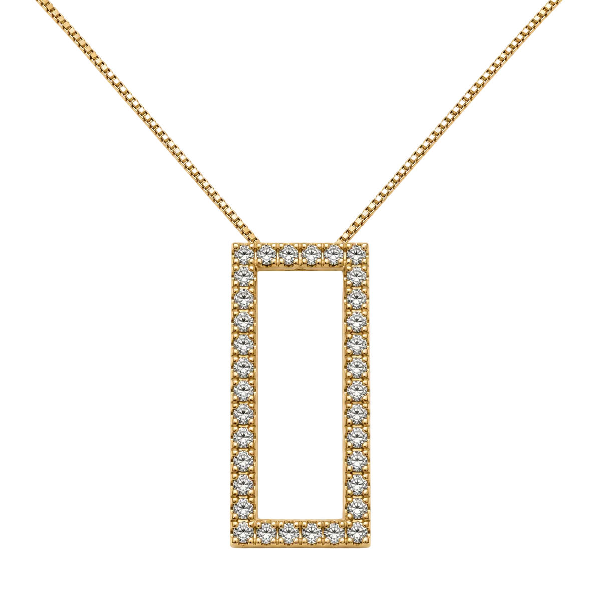 Sassine | 18ct Yellow Gold 0.20ct Diamond Rectangle Pendant Necklace