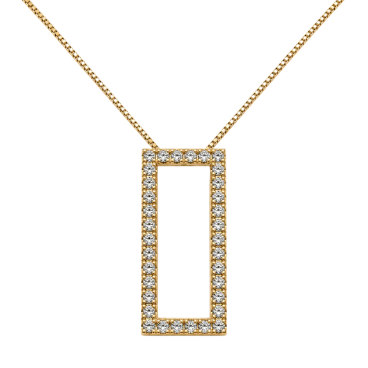 Sassine | 18ct Yellow Gold 0.20ct Diamond Rectangle Pendant Necklace