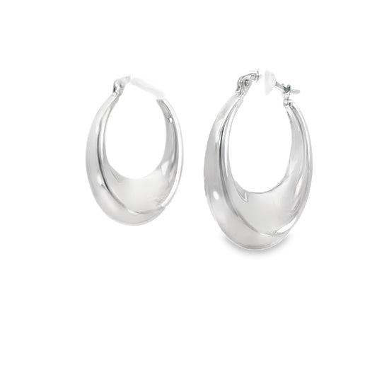White Gold Oval Hoops