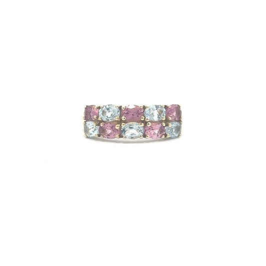 Tanya | 9ct Yellow Gold Blue Topaz & Tourmaline Ring