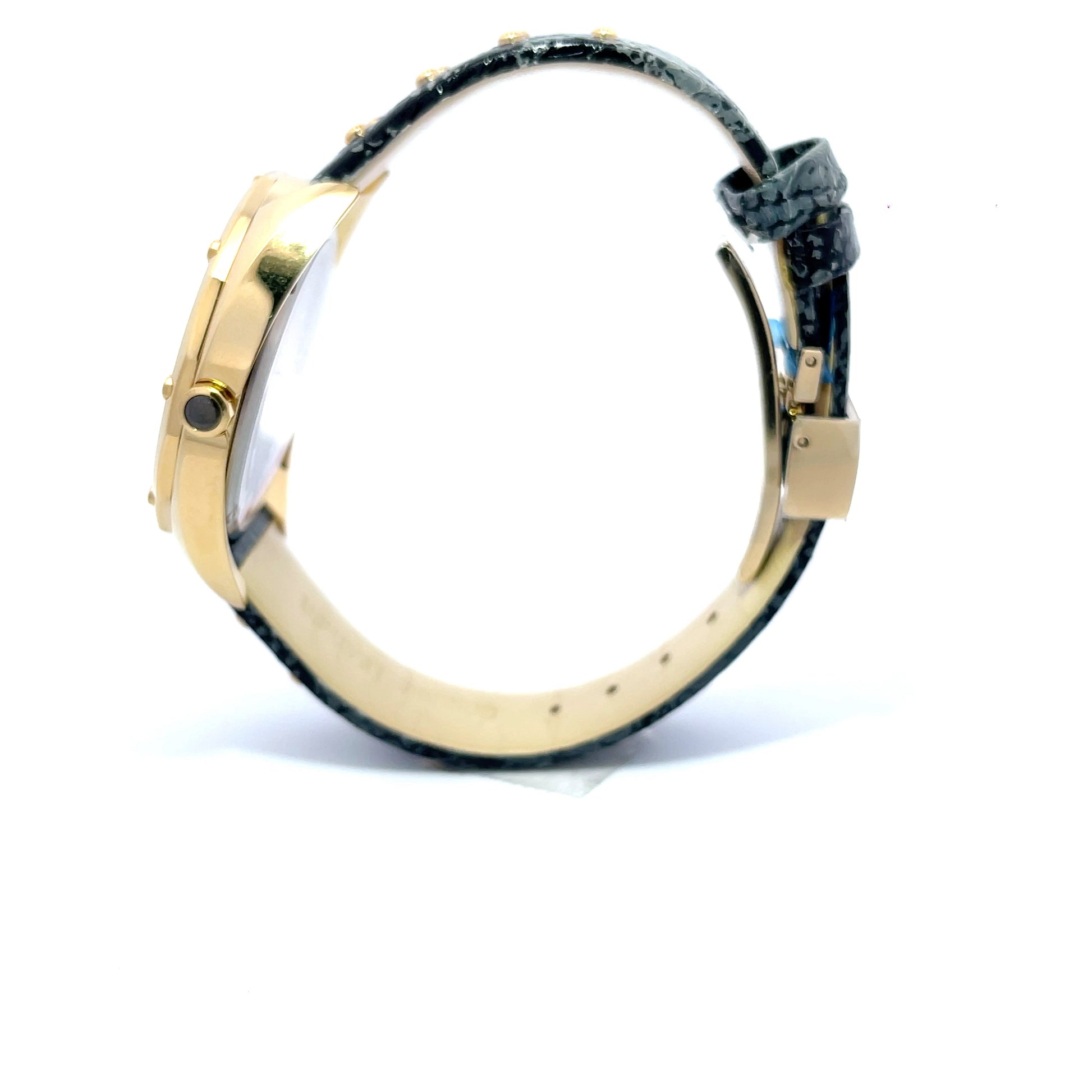 Versace Shadov Watch – Black Leather; Gold Stainless Steel 38mm