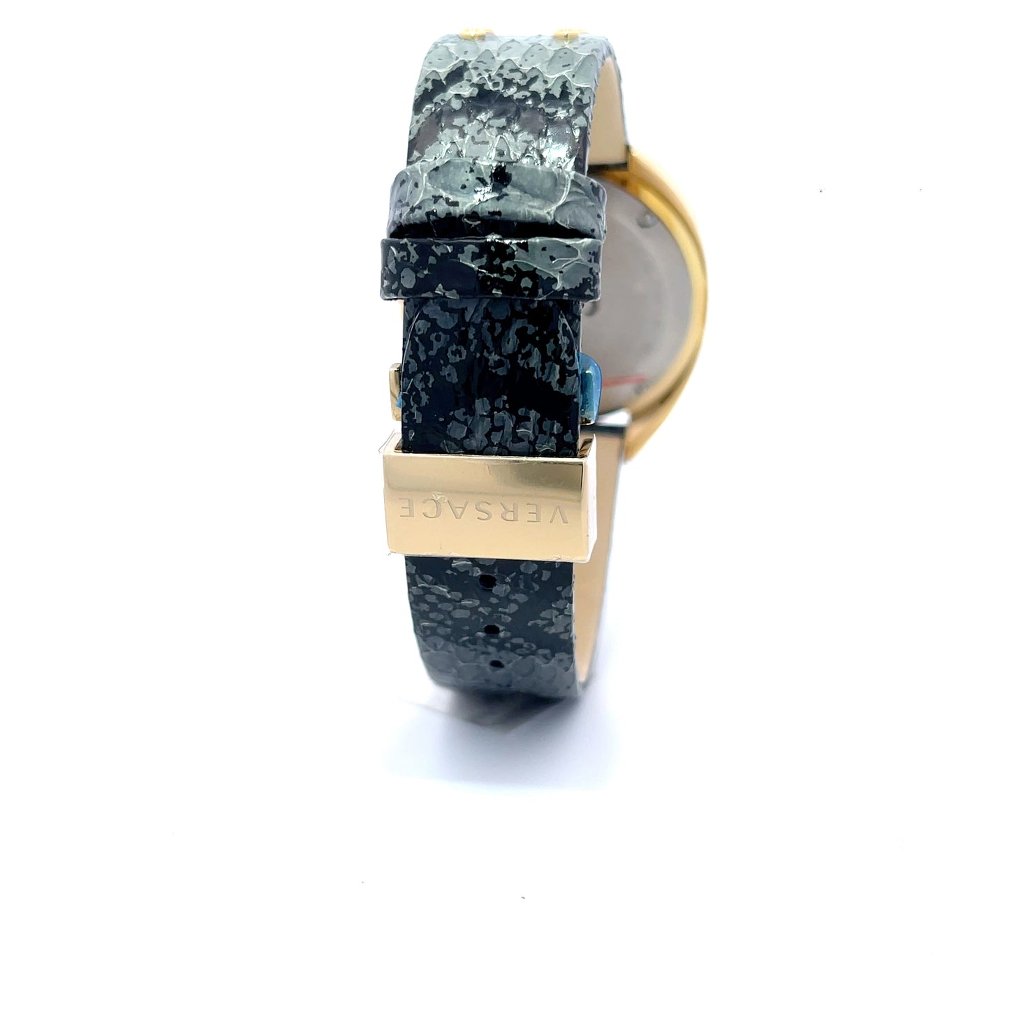 Versace Shadov Watch – Black Leather; Gold Stainless Steel 38mm Model: VEBM00318
