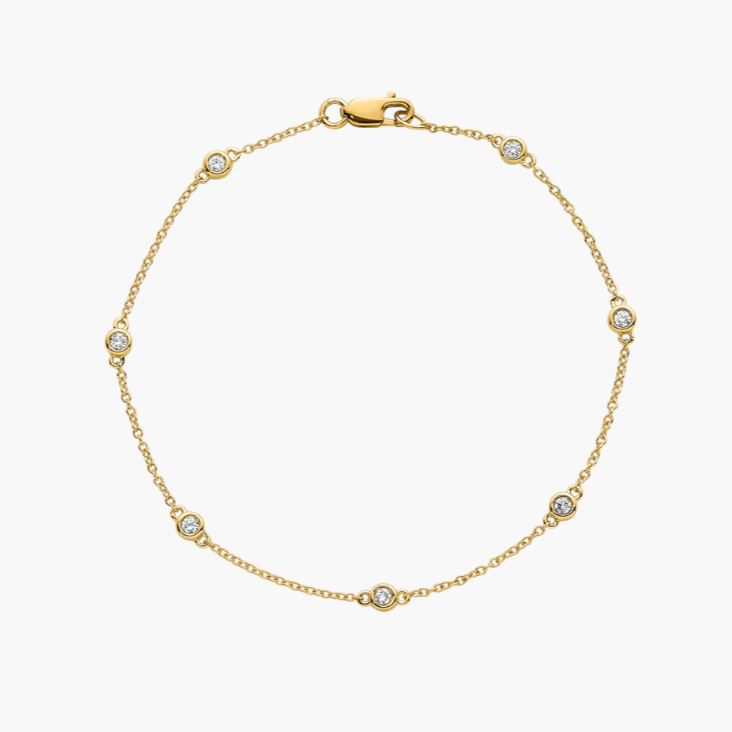 Divi | 18ct Yellow Gold Diamond Bezel Bracelet 0.15ct F/VS Round Brilliant