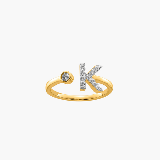 Diamond Initial Ring | 18ct Yellow Gold