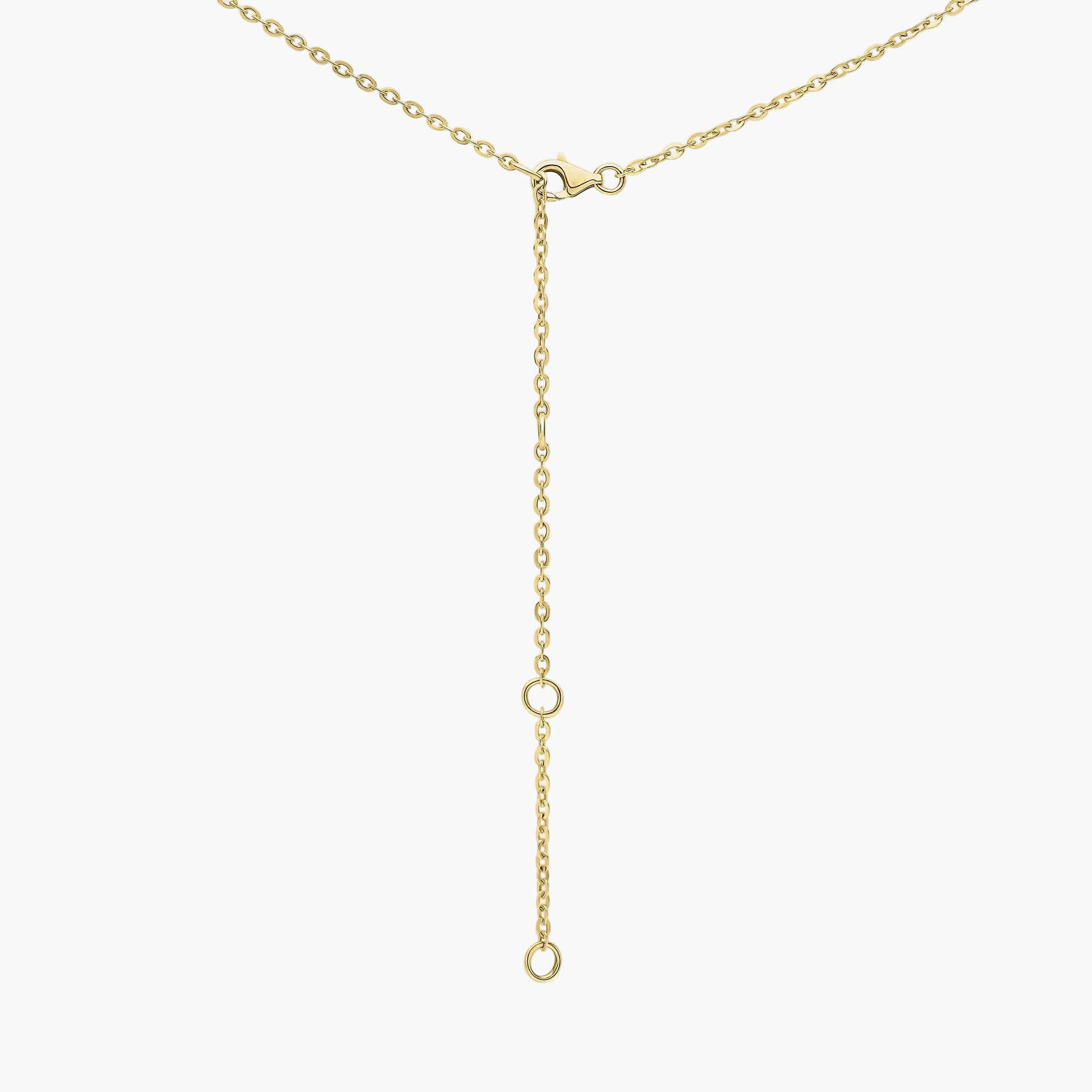 Gold necklace on a white background