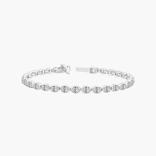 18ct White Gold Oval Cut Lab-Grown Diamond Tennis Bracelet