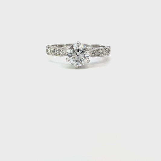 Maddison | 18ct White Gold Natural Diamond Engagement Ring with Graduated Pavé Shoulders – 1.70ct Total