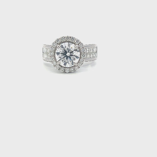 Diba | 18ct White Gold Lab Grown Diamond Engagement Ring with Princess & Brilliant Cut Diamond Shoulders – 3.57ct Total