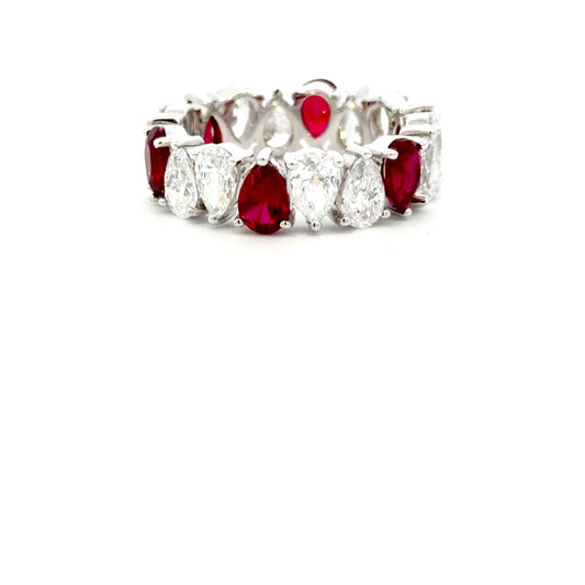 18ct White Gold Ruby & Diamond Eternity Band
