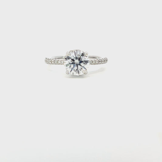 Diyan | 18ct White Gold Round Brilliant Cut Solitaire with Diamond Hidden Halo and Shoulders