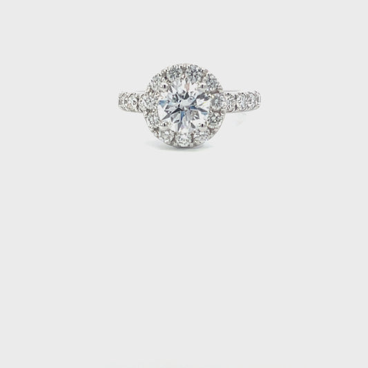 Lalah | 18ct White Gold Lab Grown Diamond Engagement Ring with Natural Diamond Halo & Shoulders – 2.32ct Total