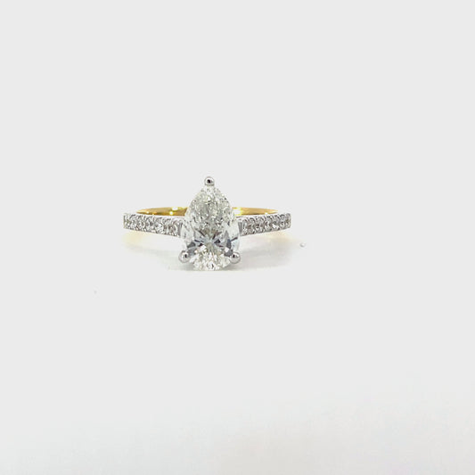 Alena | 18ct Two-Tone Gold  Natural Pear Cut Diamond & Cathedral Shoulders