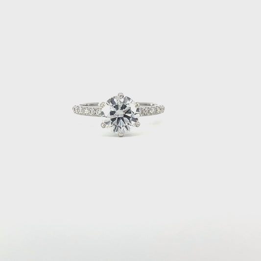 Emmanuela | 18ct White Gold Lab Grown Diamond Engagement Ring – 1.50ct E VS1 with Natural Diamond Shoulders