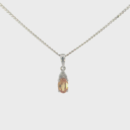 Jai | 14ct White Gold Yellow Sapphire & Diamond Pendant