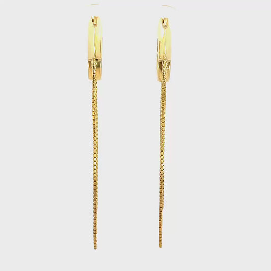 Layered Box Chain Drops | 18ct Yellow Gold Huggie Earrings