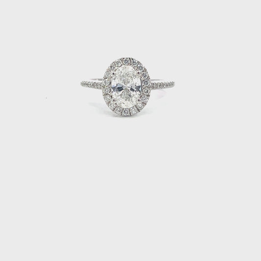 Deja | 14ct White Gold Oval Lab Grown Diamond Halo | GSL Certified
