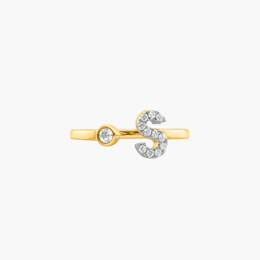 Diamond Initial Ring | 18ct Yellow Gold