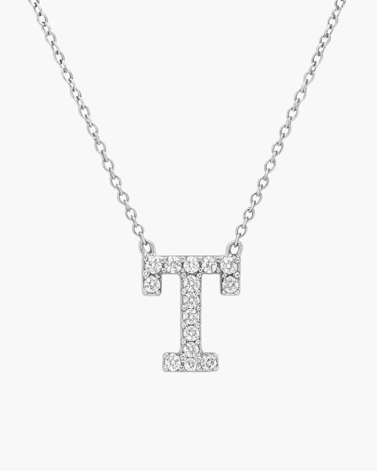 18ct Gold Diamond Initial Pendant with Adjustable Chain – Natural E/VS Round Brilliant Diamonds