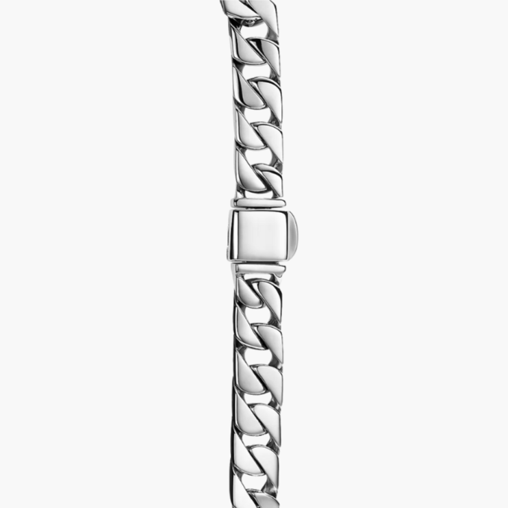 Silver chain bracelet on a white background