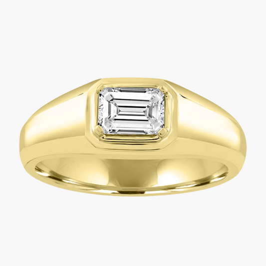 Qatar | Gents Bezel-Set Emerald Lab-Grown Diamond Ring